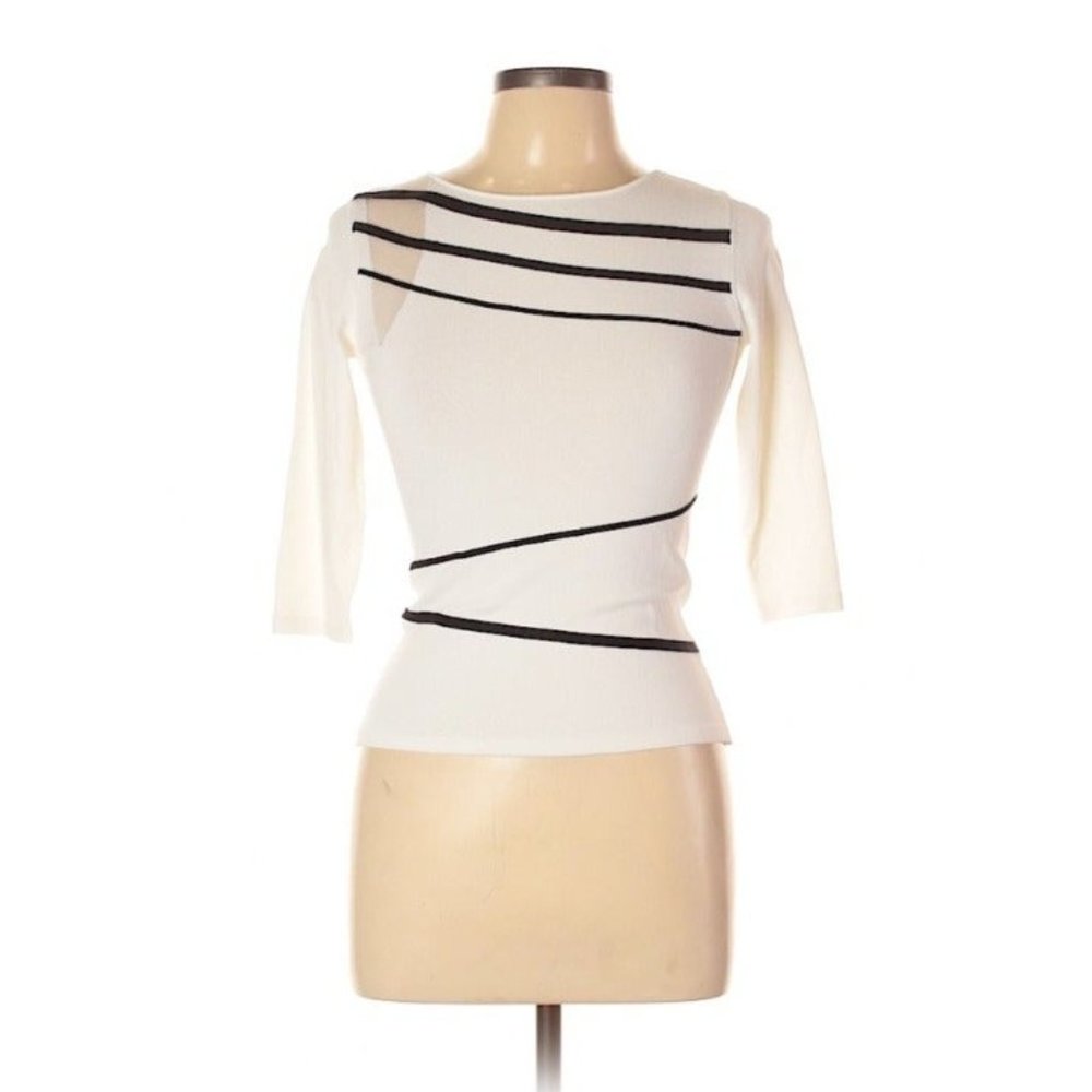 Paola Todesco Italy VintageWhite/Black Sexy Cut-out sweater Sz XS NEW